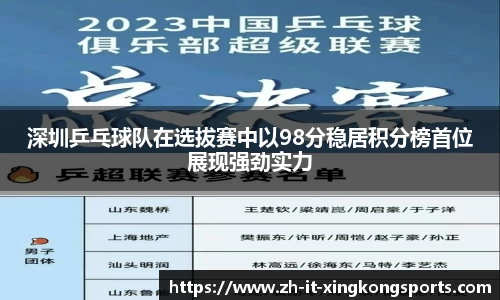 深圳乒乓球队在选拔赛中以98分稳居积分榜首位展现强劲实力